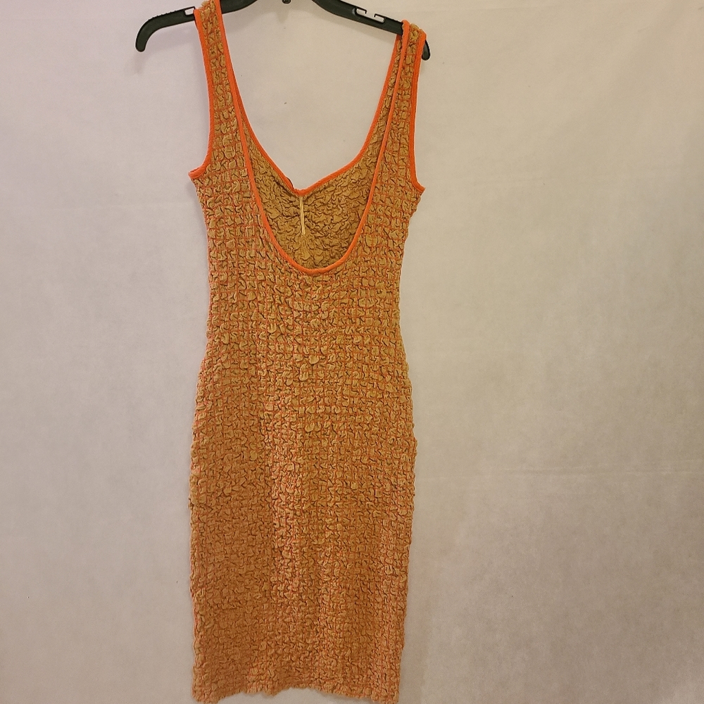 COPY - Free People Women's Set The Bar Smocked Midi Bodycon Dress in Iced Coffe… - Picture 5 of 10